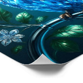 Blue Brilliant Owl on Brass Branch ポスター (角)