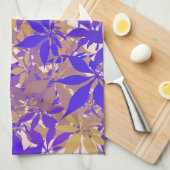 Blue, Bronze and Purple Chestnut Leaves キッチンタオル (四つ折り)