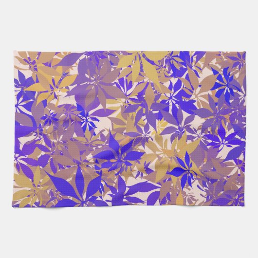 Blue, Bronze and Purple Chestnut Leaves キッチンタオル (横)