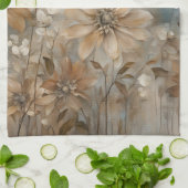 Blue Brown Beige Farmhouse Floral  キッチンタオル (折り畳み)