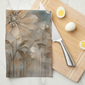 Blue Brown Beige Farmhouse Floral  キッチンタオル (四つ折り)