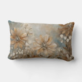 Blue Brown Beige Farmhouse Floral Lumbar Pillow ランバークッション (裏面)