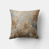 Blue Brown Beige Farmhouse Floral Throw Pillow クッション (裏面)