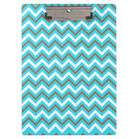 Blue Brown White Zig Zag Lines Geometric Sea Waves クリップボード (正面)