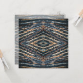 Blue & Brown Wood Beams Photo Perspective Pattern カード (正面/裏面インサイチュ)