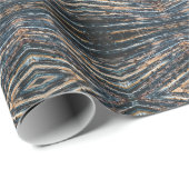 Blue & Brown Wood Beams Photo Perspective Pattern ラッピングペーパー (ロールコーナー)