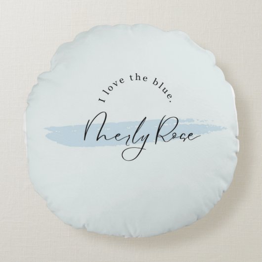 Blue Brush Romance Neily Rose ラウンドクッション (正面)
