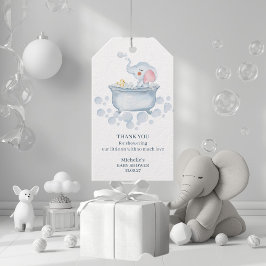 Blue Bubble Bath Animal Baby Shower ギフトタグ
