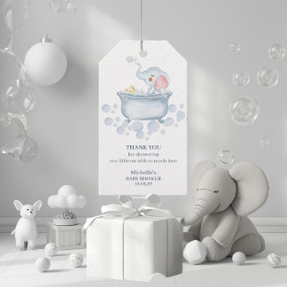 Blue Bubble Bath Animal Baby Shower ギフトタグ
