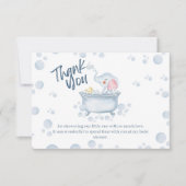 Blue Bubble Bath Animal Baby Shower サンキューカード (正面)