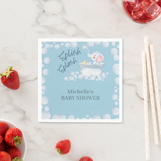 Blue Bubble Bath Animal Baby Shower スタンダードカクテルナプキン (インサイチュ)