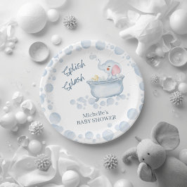 Blue Bubble Bath Animal Baby Shower ペーパープレート