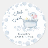 Blue Bubble Bath Animal Baby Shower ラウンドシール (正面)
