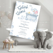 Blue Bubble Bath Animal Baby Shower 招待状