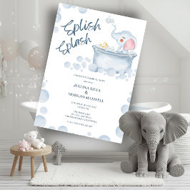 Blue Bubble Bath Animal Baby Shower 招待状