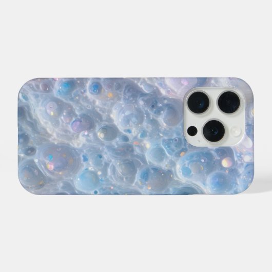 Blue Bubble Texture iPhone 15 Pro Case – Aesthetic iPhoneケース (裏面横)