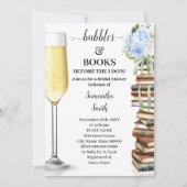 Blue Bubbles & Books Before I do Bridal Shower 招待状 (正面)