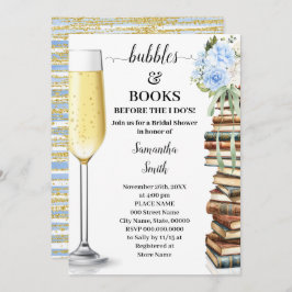 Blue Bubbles & Books Before I do Bridal Shower 招待状