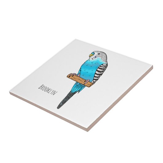 Blue budgerigar bird cartoon illustration タイル (側面)