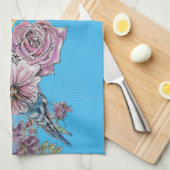 Blue Budgie Budgies Art Watercolor Birds Apron キッチンタオル (四つ折り)