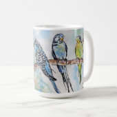 Blue Budgie Budgies Parrots Husbands Mens Name コーヒーマグカップ (正面右)