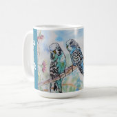 Blue Budgie Budgies Parrots Husbands Mens Name コーヒーマグカップ (正面左)