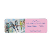 Blue Budgies Watercolour Return Address Labels ラベル (正面)