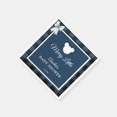Blue Buffalo Plaid Bear Baby Shower Napkins スタンダードカクテルナプキン (角)