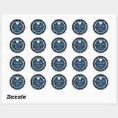 Blue Buffalo Plaid Bear Baby Shower Sticker ラウンドシール (シート)