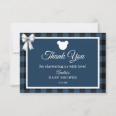Blue Buffalo Plaid Bear Thank You Card サンキューカード (正面)