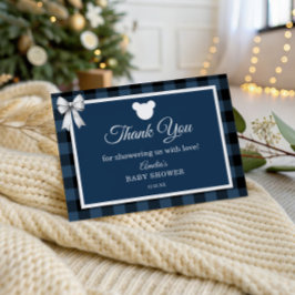 Blue Buffalo Plaid Bear Thank You Card サンキューカード