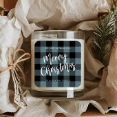 Blue Buffalo Plaid Merry Christmas Candle  スクエアシール