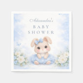 Blue Bunny Floral Baby Shower スタンダードカクテルナプキン (正面)