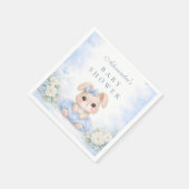 Blue Bunny Floral Baby Shower スタンダードカクテルナプキン (角)
