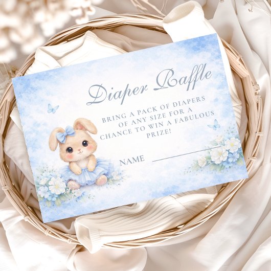 Blue Bunny Floral Diapper Raffle エンクロージャーカード