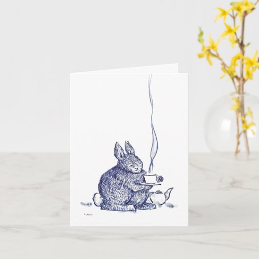 Blue Bunny Get Well card カード (黄色い花)