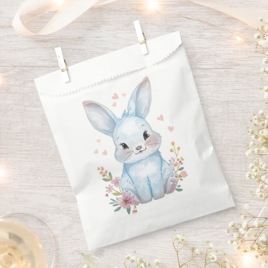 Blue Bunny Party Theme, Forest Animal Baby Shower フェイバーバッグ (クリップ留めされた状態)