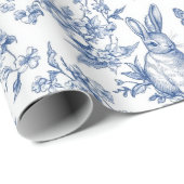 Blue Bunny Rabbit Vintage Baby Shower ラッピングペーパー (ロールコーナー)