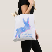 Blue Bunny Silhouette Cute Custom Boy Baby Shower トートバッグ (クローズアップ)