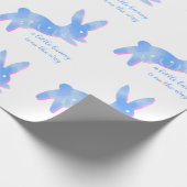 Blue Bunny Silhouette Cute Custom Boy Baby Shower  ラッピングペーパー (角)