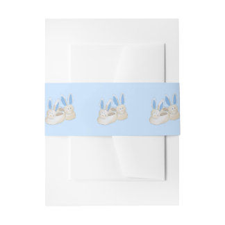 Blue Bunny Slipper Baby Shower Sleepover Party 招待状ベリーバンド