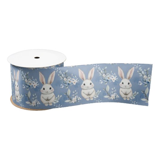 Blue Bunny Wishes – Custom Easter Wrapping Paper サテンリボン (リール)
