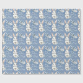 Blue Bunny Wishes – Custom Easter Wrapping Paper ラッピングペーパー (フラット)