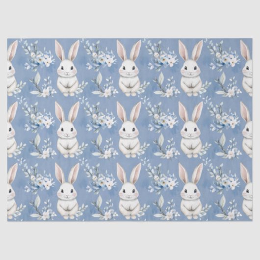 Blue Bunny Wishes – Custom Easter Wrapping Paper 薄葉紙 (正面)