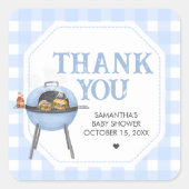 Blue Burger BBQ Baby Shower スクエアシール (正面)