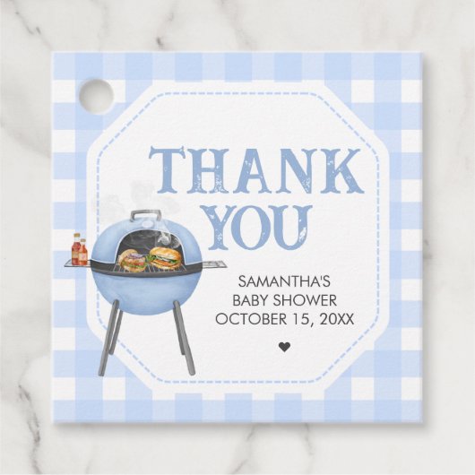 Blue Burger BBQ Baby Shower フェイバータグ (正面)