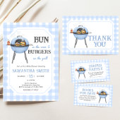 Blue Burger BBQ Baby Shower 招待状