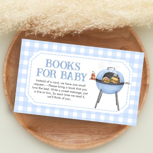 Blue Burger BBQ Baby Shower Books for Baby エンクロージャーカード