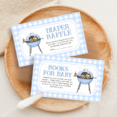 Blue Burger BBQ Baby Shower Diaper Raffle エンクロージャーカード