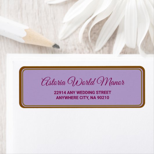 Blue Burgundy Gold Blush  Wedding address  ラベル (インサイチュ)